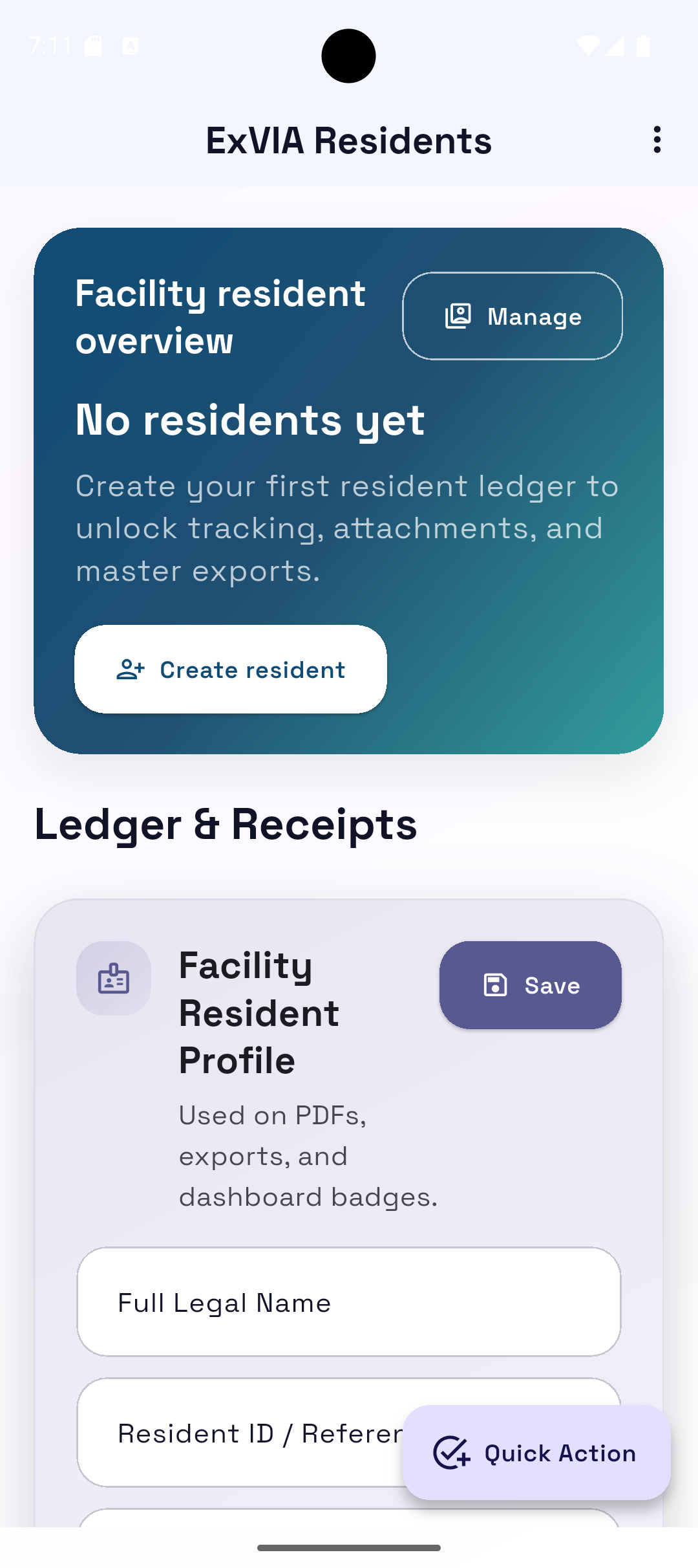 ExVIA ledger view